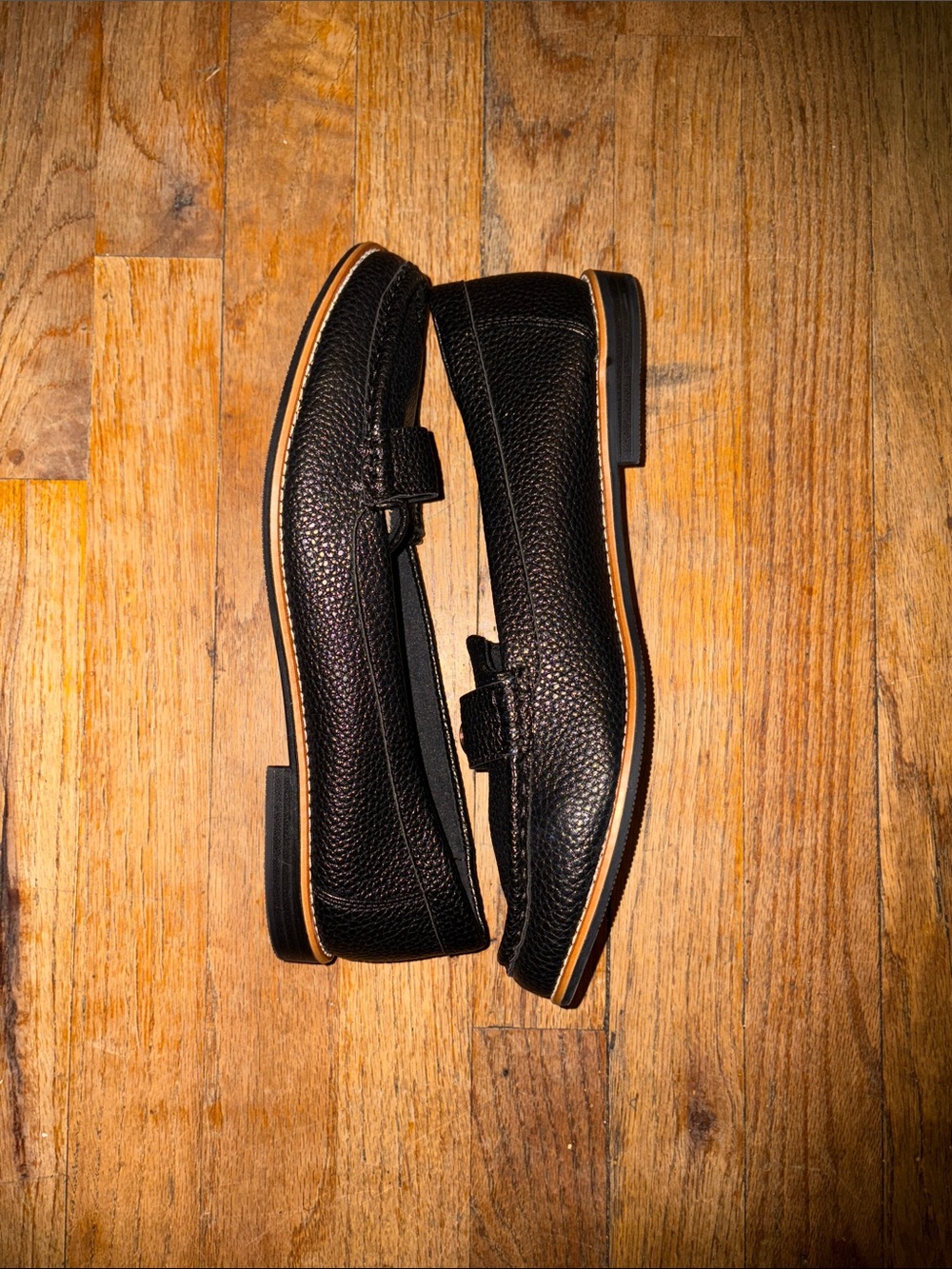 Anne Klein Black Leather Penny Loafers